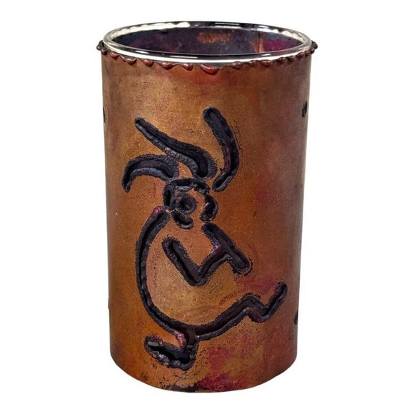 Vintage Handcrafted Kokopelli Copper Candle Holder 4" Tall Rust Patina Rustic - Picture 1 of 6